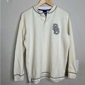 Vintage Bad Boy Long-Sleeve Rugby Polo Shirt Logo Off White Sz L